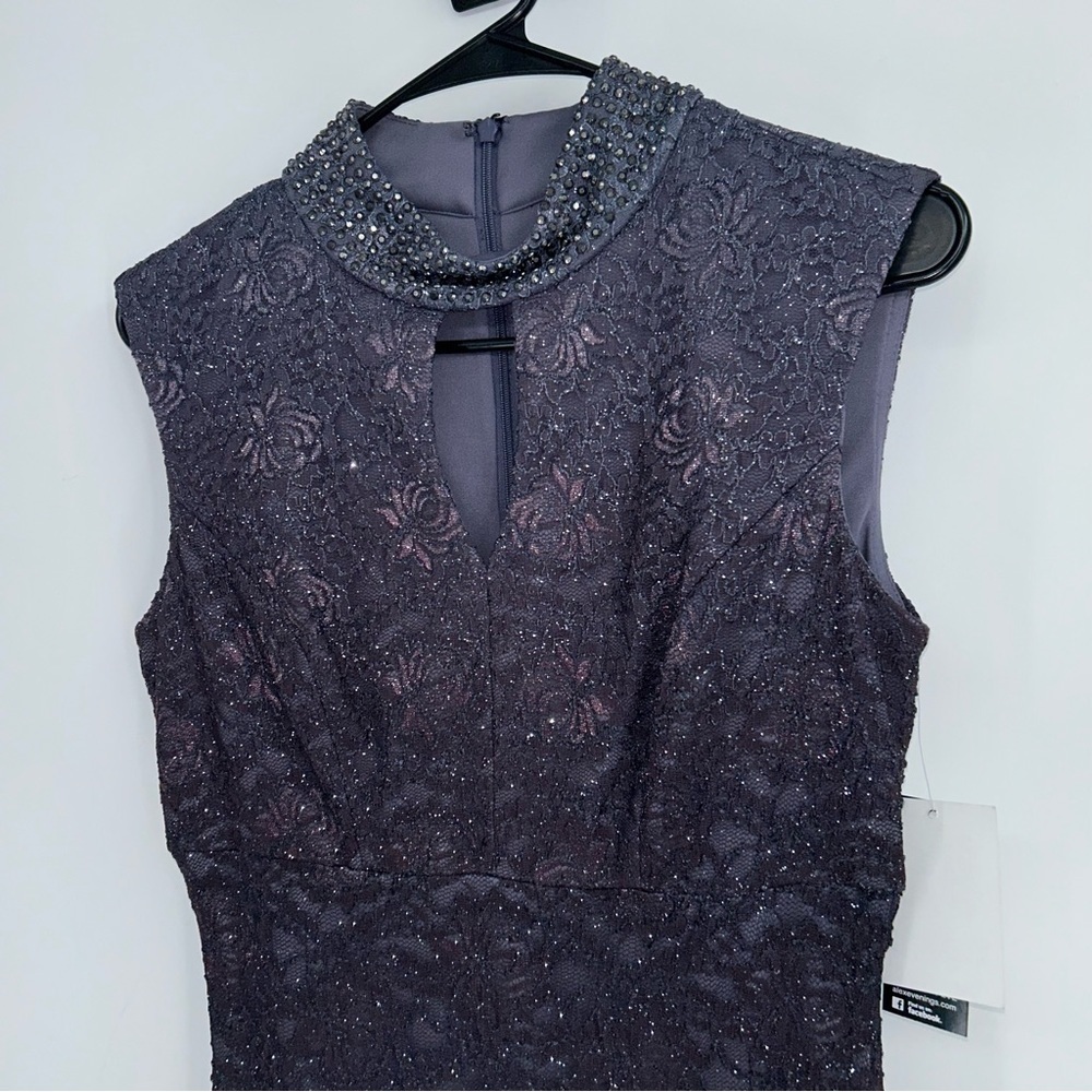 NWT Alex Evenings Purple Ombré Lace Maxi Gown Size‎ 4 - Picture 3 of 9